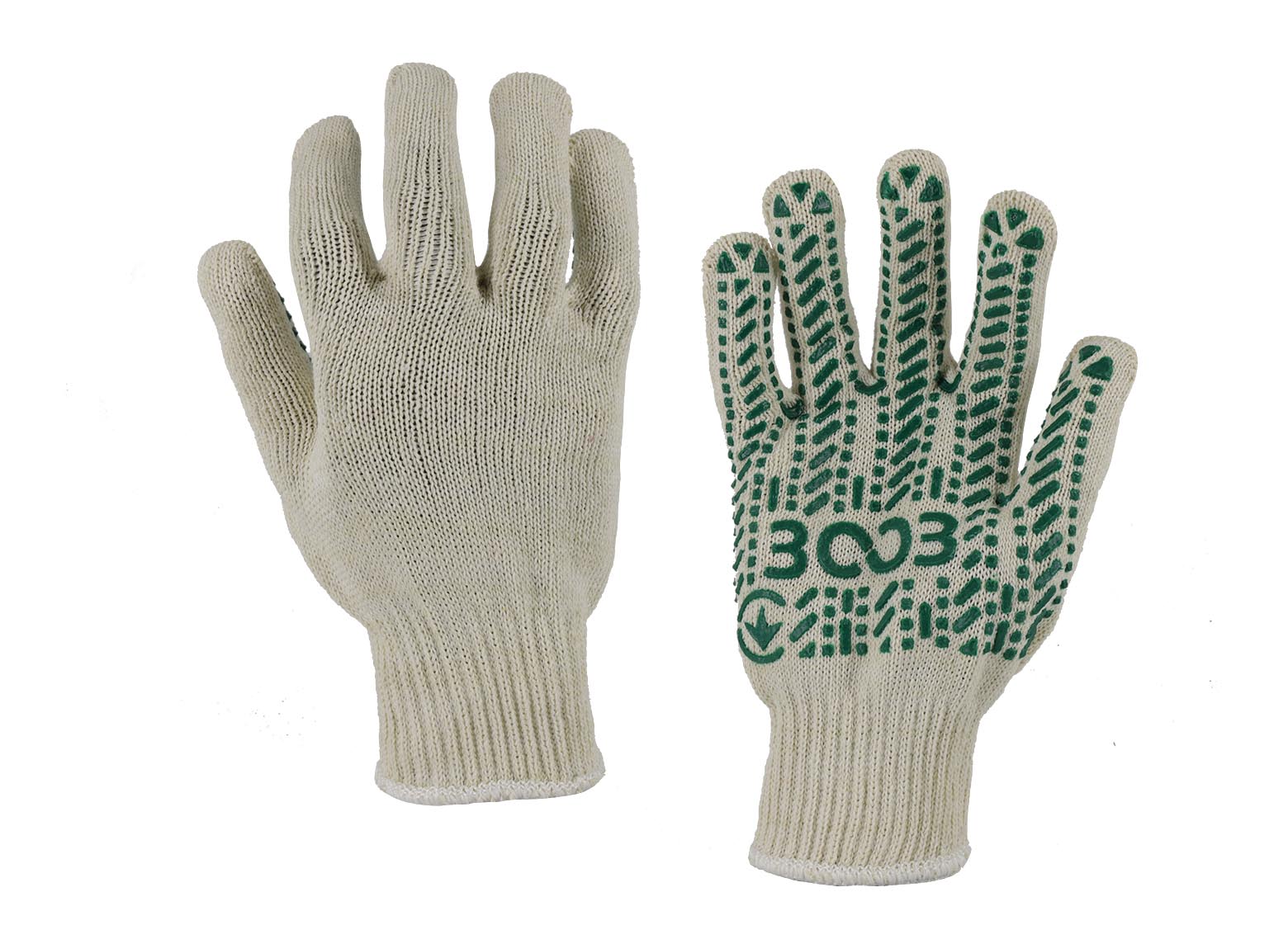 Рукавички 3003 з ПВХ крапкою 10 кл.,PREMIUM білий (зелена ПВХ крапка)